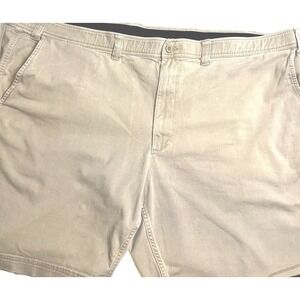 Foundry‎ Mens Big & Tall Shorts 54 Khaki Flat Front Chino Casual Cotton
